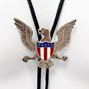 Patriotic U.S. Eagle Crest Bolo Tie EUC